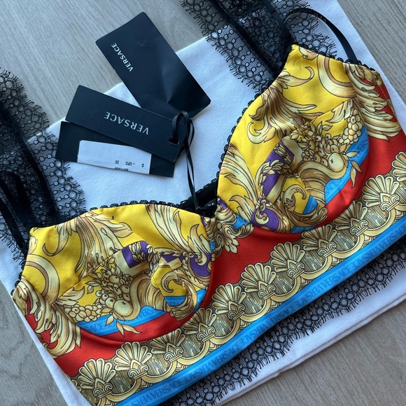 VERSACEWomen’s Barocco Goddess Print Silk Bra